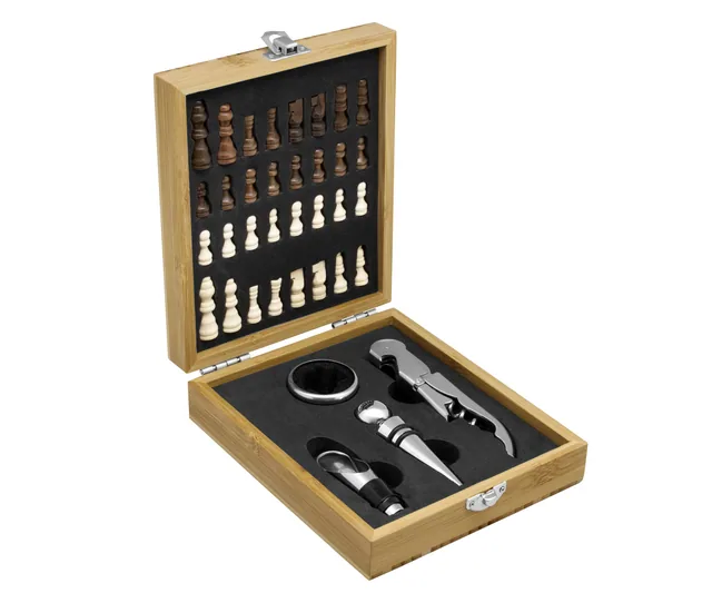 Set de vino con juego de ajedrez Chessy